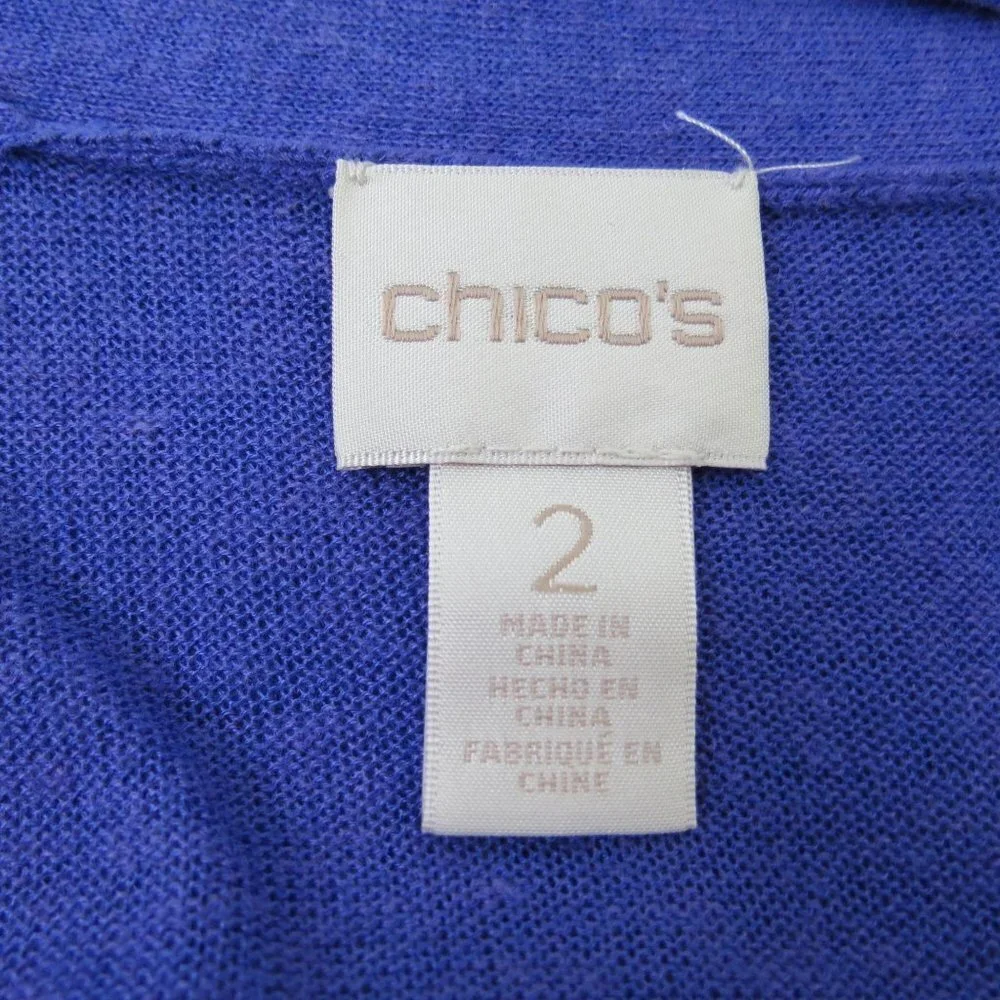 CHICO'S Women's Purple Open-Front Sabrina Layering Cardigan 2 Linen Rayon Blend - Picture 7 of 10